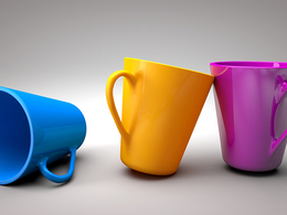 3个亮丽颜色的马克杯C4D模型 Mug 3d model