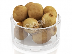 C4D玻璃碗里的猕猴桃水果模型 Kiwi fruits in glass bowl