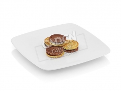 C4D两色饼干双色饼干食物模型 Two-color cookies