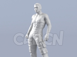 低面多边形卡通人物站立的中年男人模型