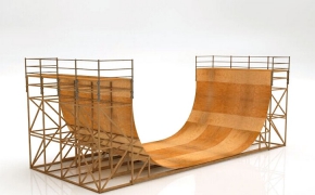 滑板 U型场地C4D模型A skateboardingbiking half-pipe