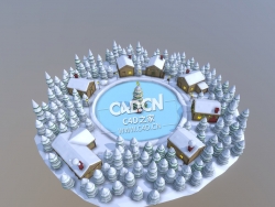 低面多边形卡通圣诞雪景场景C4D模型 Christmas Low-poly Scene