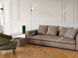 现代家具客厅沙发棕色真皮沙发双人沙发C4D模型SOFA 3D MODEL