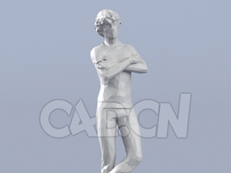 低面多边形卡通人物交叉抱胸站立的男人模型