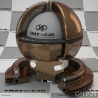 vray for c4d材质：Glass with mirrored coating orange 001
