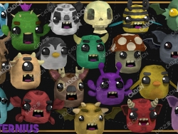 21个可爱的低面卡通动物头像动画C4D模型Cute Animated Monsters