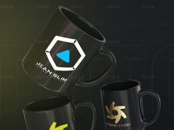 C4D Octane Render黑色陶瓷水杯 Logo com Octane