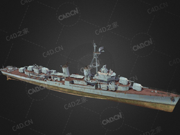 韩国海军忠武号驱逐舰美国弗莱彻级驱逐舰C4D模型下载Chung Mu 3d model