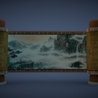 画轴屏风 卷轴屏风C4D模型 Scrolls 3D models