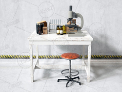 C4D化学物理学科教学工具玻璃器皿显微镜试验管三维模型下载