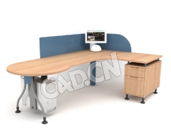 转角设计师单人电脑桌办公家具C4D模型