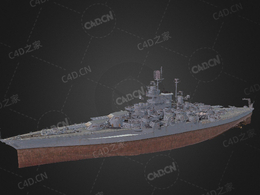 美国海军加利福尼亚号战列舰C4D模型下载California 3d model