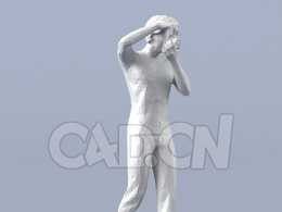 低面多边形卡通人物站着拍照片的男人模型