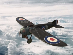 复古飞机老式飞机布里斯托尔C4D模型bristol-m1c