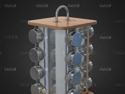 C4D厨房厨具调料架模型