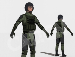 军队骑兵战士军人C4D人物绑定模型IG_Phillip_Trooper