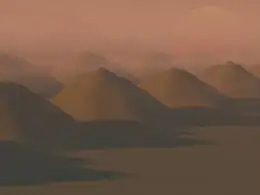 C4D夕阳下连绵不断的山峰动画工程 Neon Landscape Loop