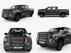 2019款GMC SIERRA 1500皮卡汽车C4D模型 GMC Sierra 1500 Crew Cab Short Box AT4 2019