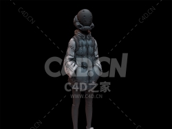 C4D神秘摄像头盔电子人模型下载