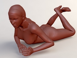 爬着的女性C4D模型 Girl