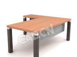 转角单人办公桌办公家具C4D模型