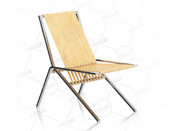 实木金属躺椅折叠椅简约靠背椅C4D模型Wood and Metal Lounge Chair