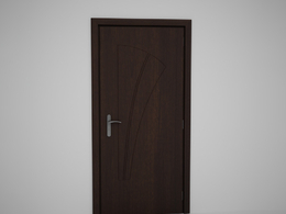 深棕色压线门全封闭式单开门C4D模型下载 Door model