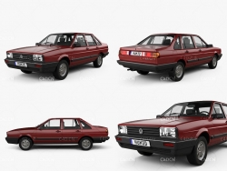 经典老款大众汽车桑塔纳轿车C4D模型 Volkswagen Santana CN-spec 1985 3D model
