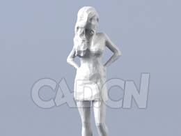 低面多边形卡通人物行走的女性模型