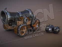 C4D卡通土炮弹药模型 cannon_LP