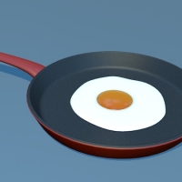 平底锅煎蛋C4D模型 Egg In Pan