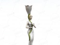 花朵女神陶瓷装饰品C4D模型