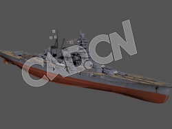 C4D海军舰艇军舰舰船-金刚号战列舰模型 Kongo 1942 3d Model