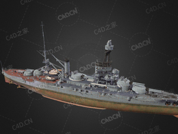 法国海军布列塔尼级战列舰C4D模型下载Bretagne 3d model