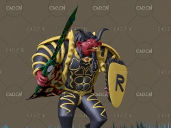 红脸牛头怪卡通角色C4D模型