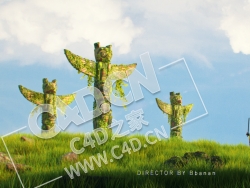 C4D OCTANE印第安人部落草map腾柱[阿楠原创]