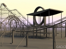 C4D过山车模型 C4D经典过山车工程文件 Cinema4D过山车模型 过山车三维模型