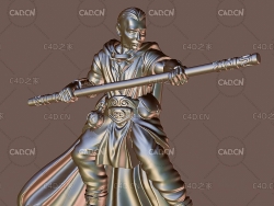 拿棍子的武士C4D模型 the monk