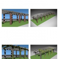 凉亭 藤架C4D模型 Pergolas