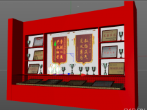 荣誉柜C4D模型(奖杯、奖牌、奖旗)