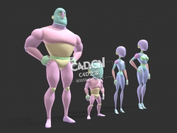 可爱的一家卡通人物C4D模型 Chloe Franck - Incredibles Proportions