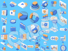 36个三维卡通图表演示PPT数据分析3D立体图标