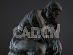 C4D低头沉思的男性雕塑模型 Rodin Thinker