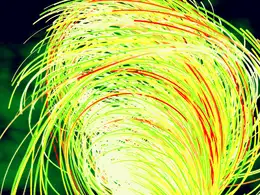 C4D中文教程：使用自带粒子做炫酷的光线旋风效果（带工程文件）