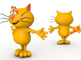 大脸猫卡通形象C4D模型 Big Head Cat 3d model