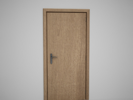 全封闭黄色实木门C4D模型下载 Door model