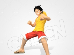 海贼王主角草帽路飞卡通动漫角色人物C4D模型