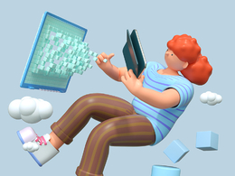 拿平板电脑上网的商务场景办公女孩人物C4D OCTANE模型下载