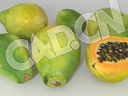 C4D番木瓜水果模型 Papayas 3d Model