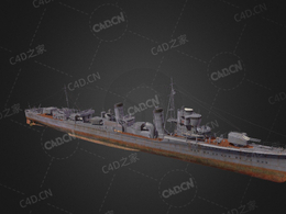日本帝国海军吹雪型驱逐舰C4D模型下载Fubuki 3d model